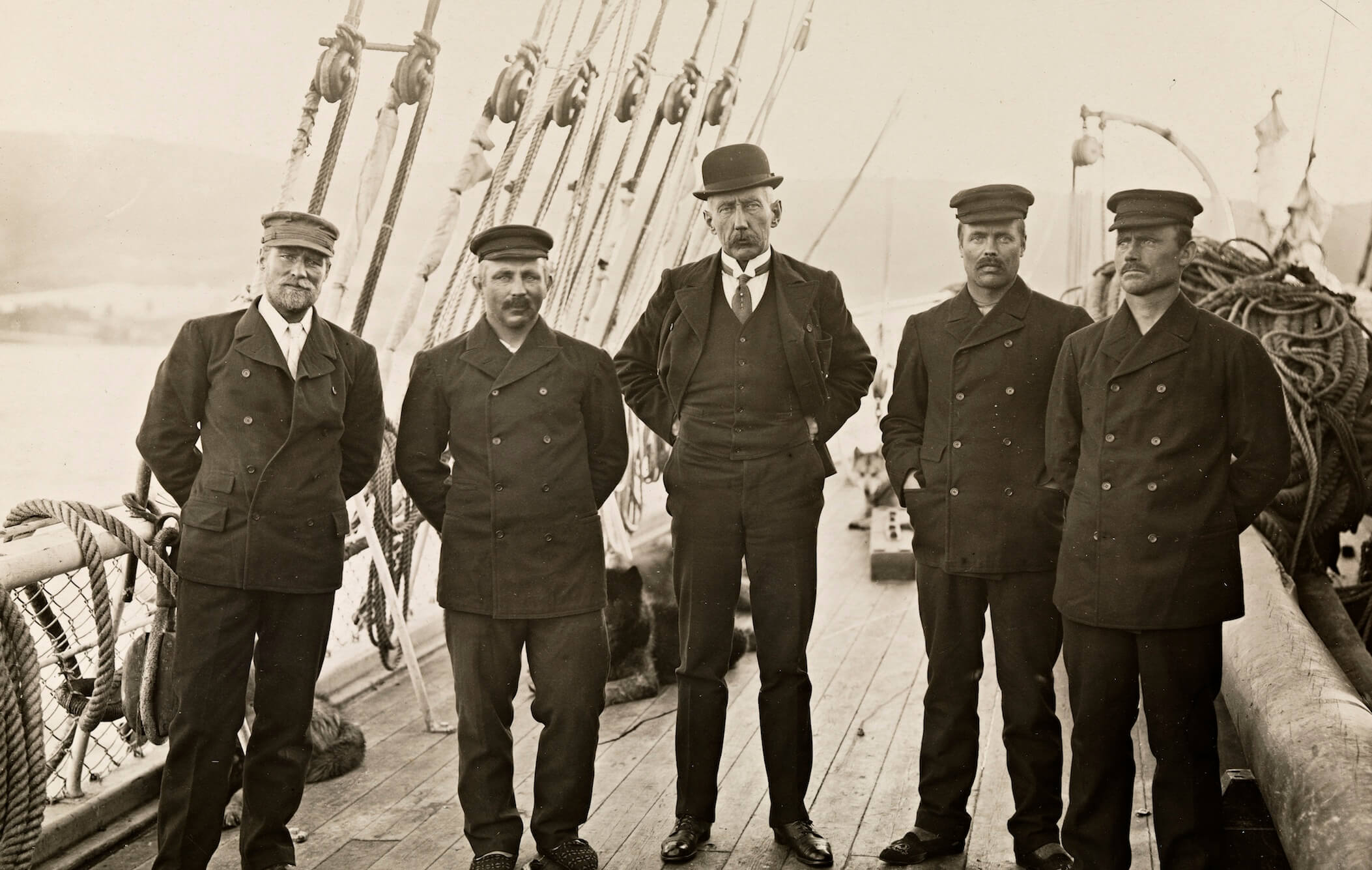 Roald Amundsen and his crew in Antarctica