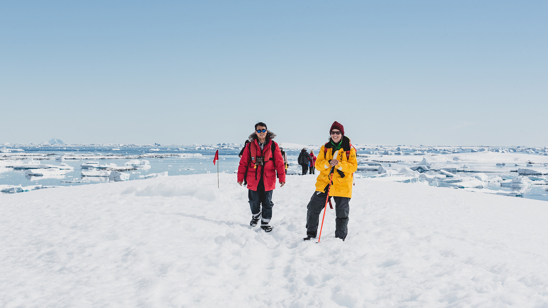 Walk on sea ice in Antarctica, excursion on land.