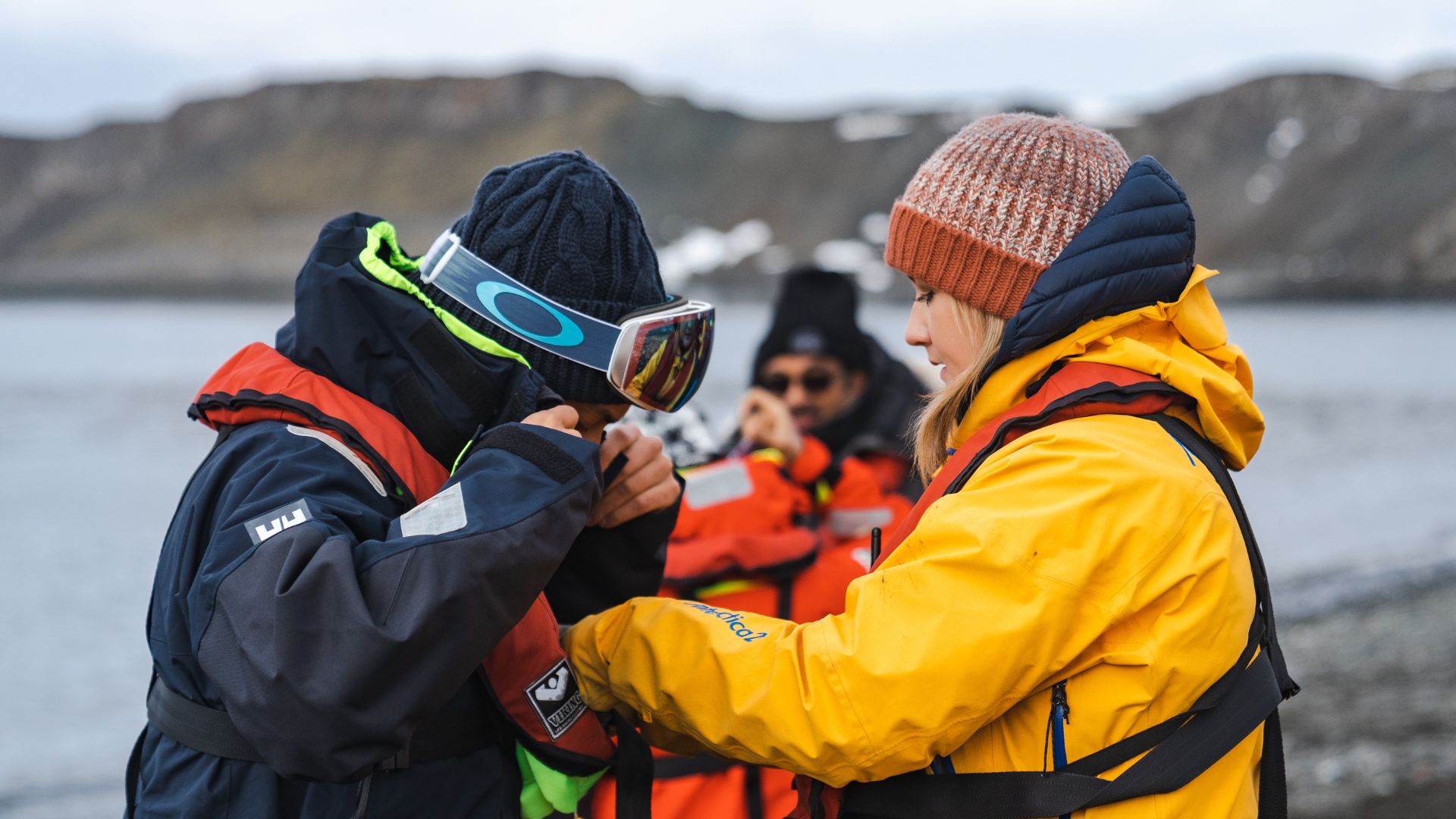 Image of slide Ragnhild Granfeldt helping an Antarctica21 guest